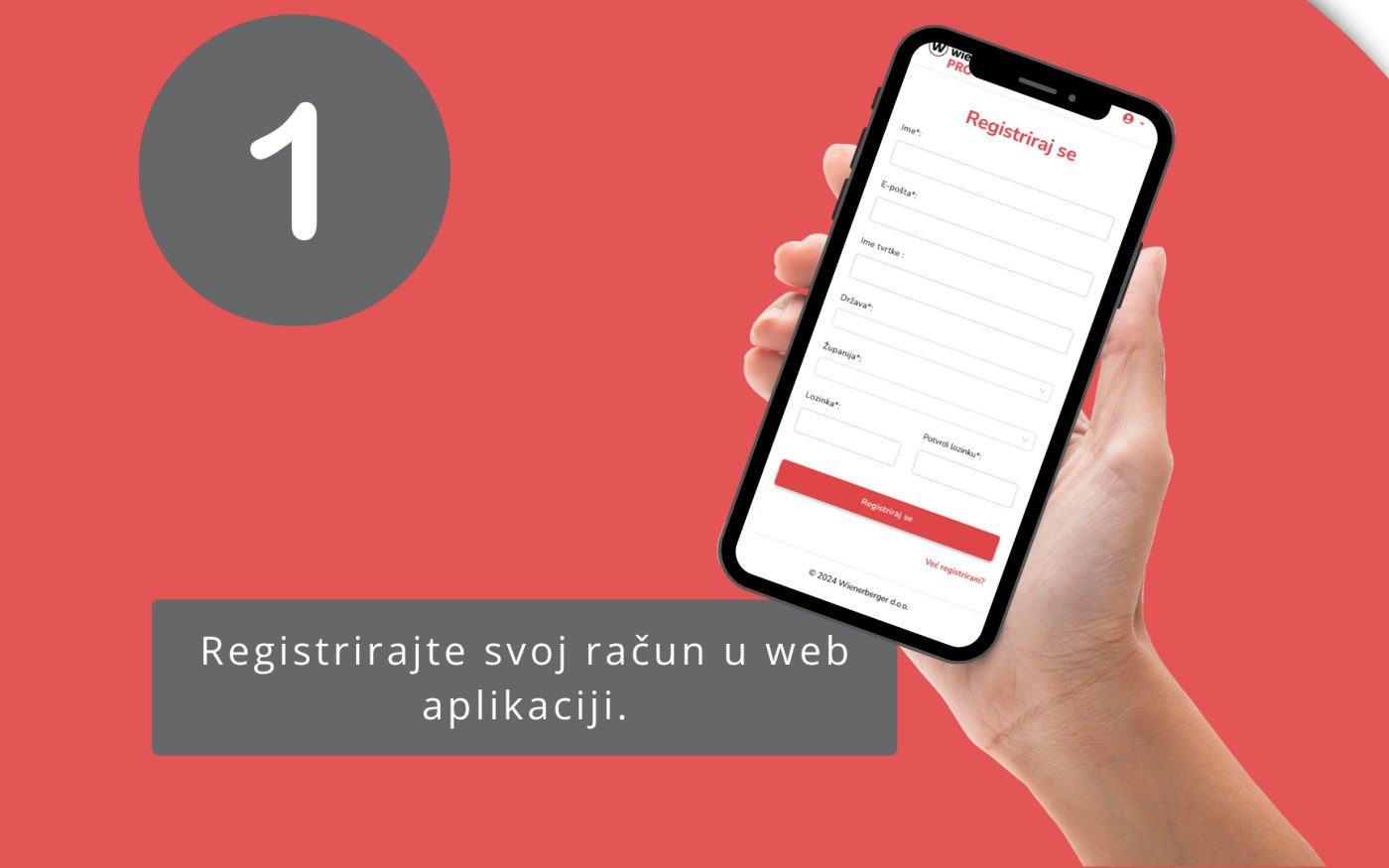 Korak 1 u PROplus aplikaciji - REGISTRACIJA | wienerberger