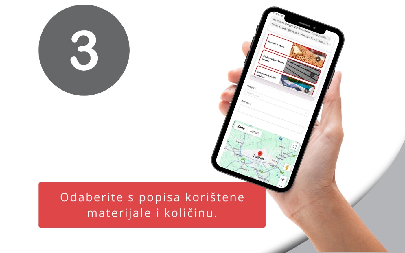 Korak 3 u PROplus aplikaciji  - Odabir materijala | wienerberger