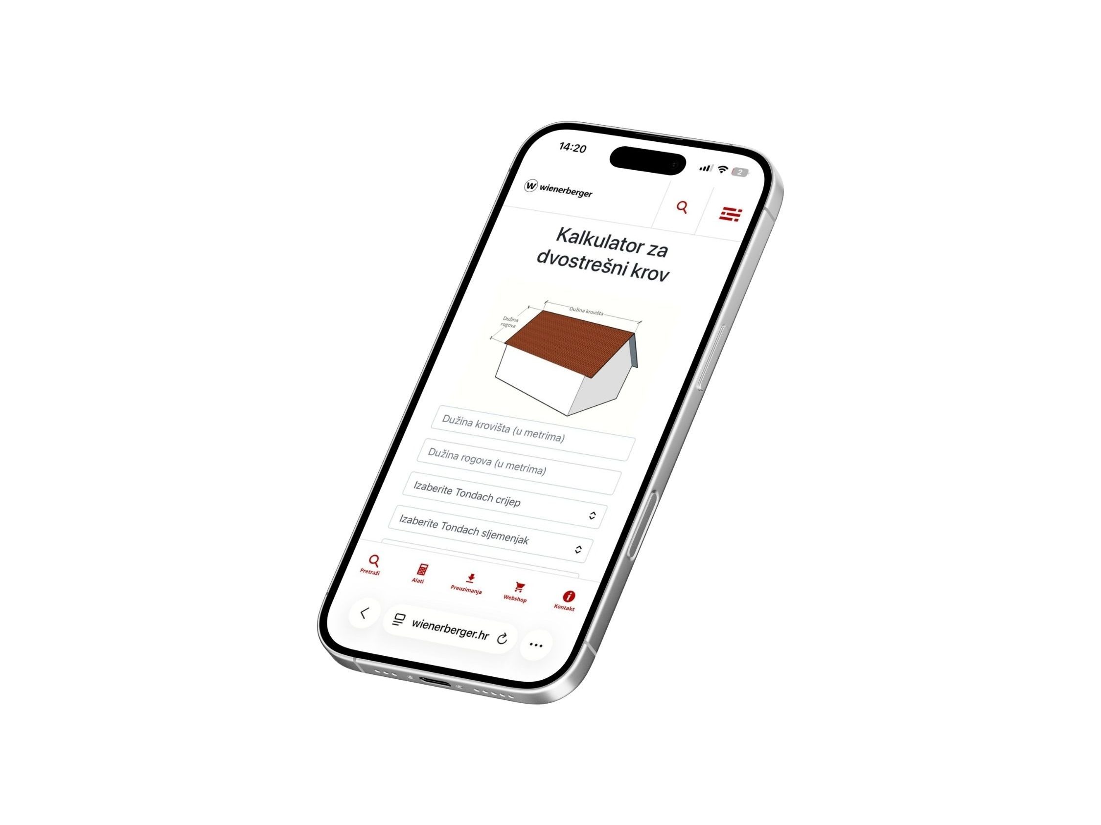 Tondach kalkulator za kosi krov na mobitelu - izračun količine crijepa