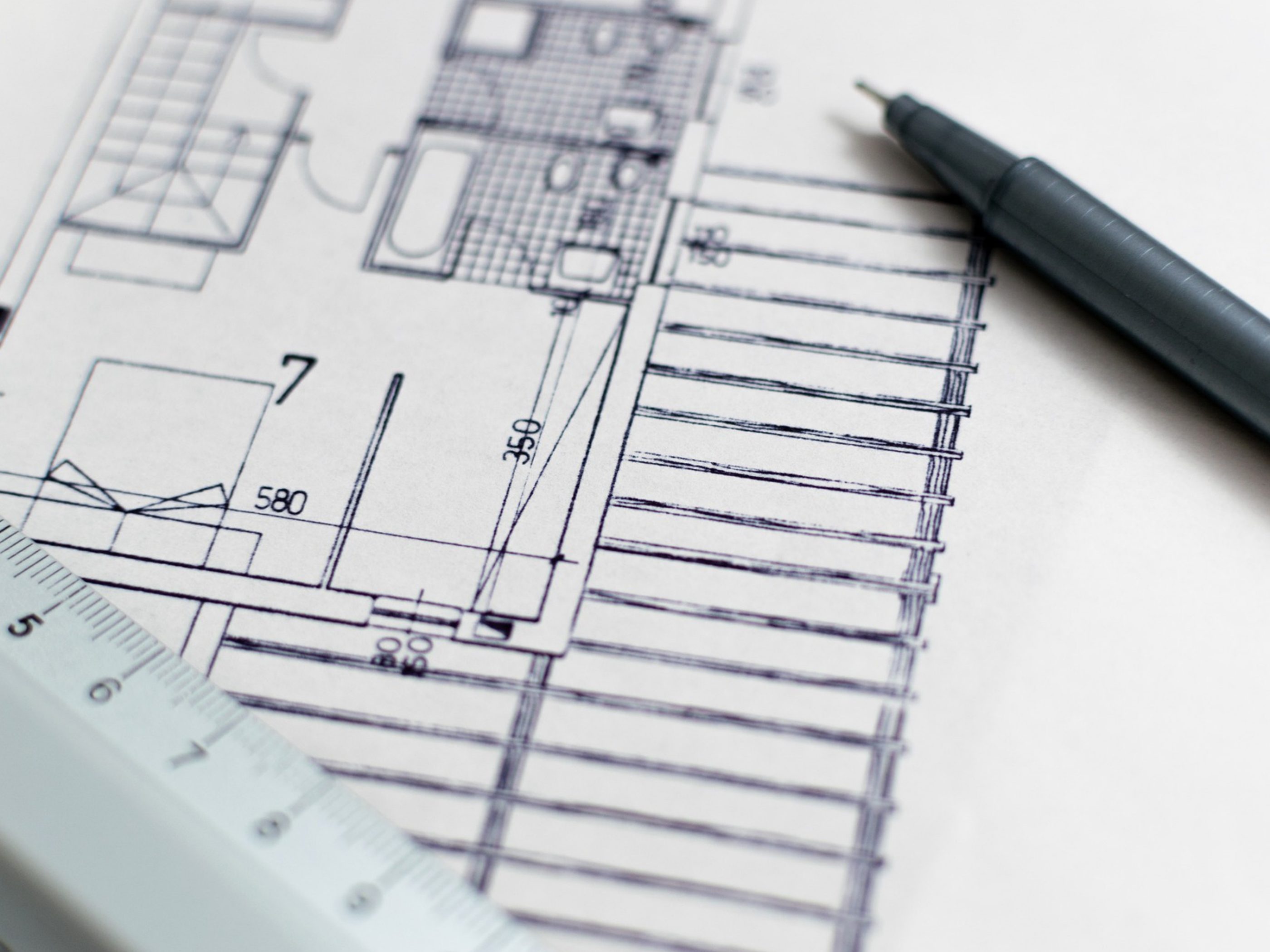 Project drawing calculation with ruler and pen