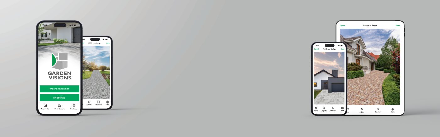 Semmelrock GardenVisions mobilna aplikacija za vizualizaciju opločenja dvorišta i terase na mobitelu i tabletu