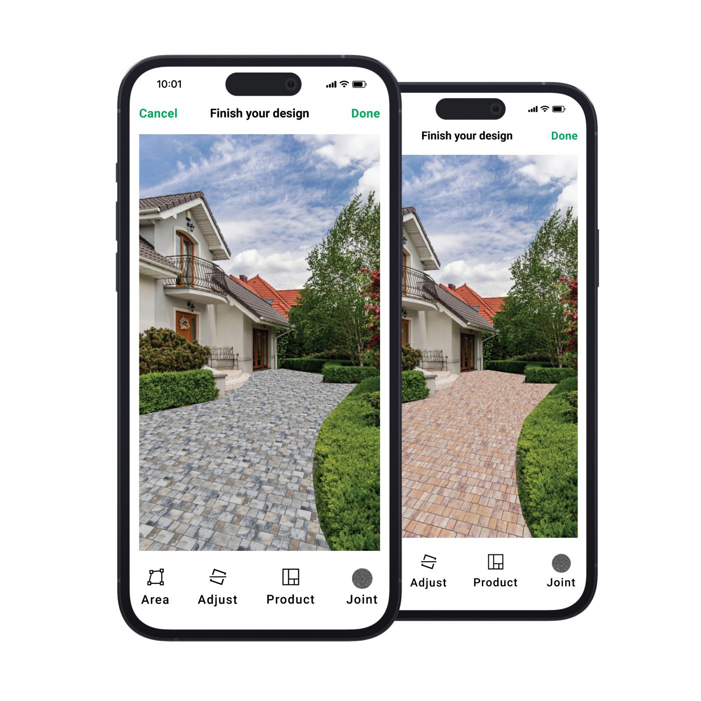Usporedba različitih Semmelrock opločnika i boja fuga u GardenVisions aplikaciji