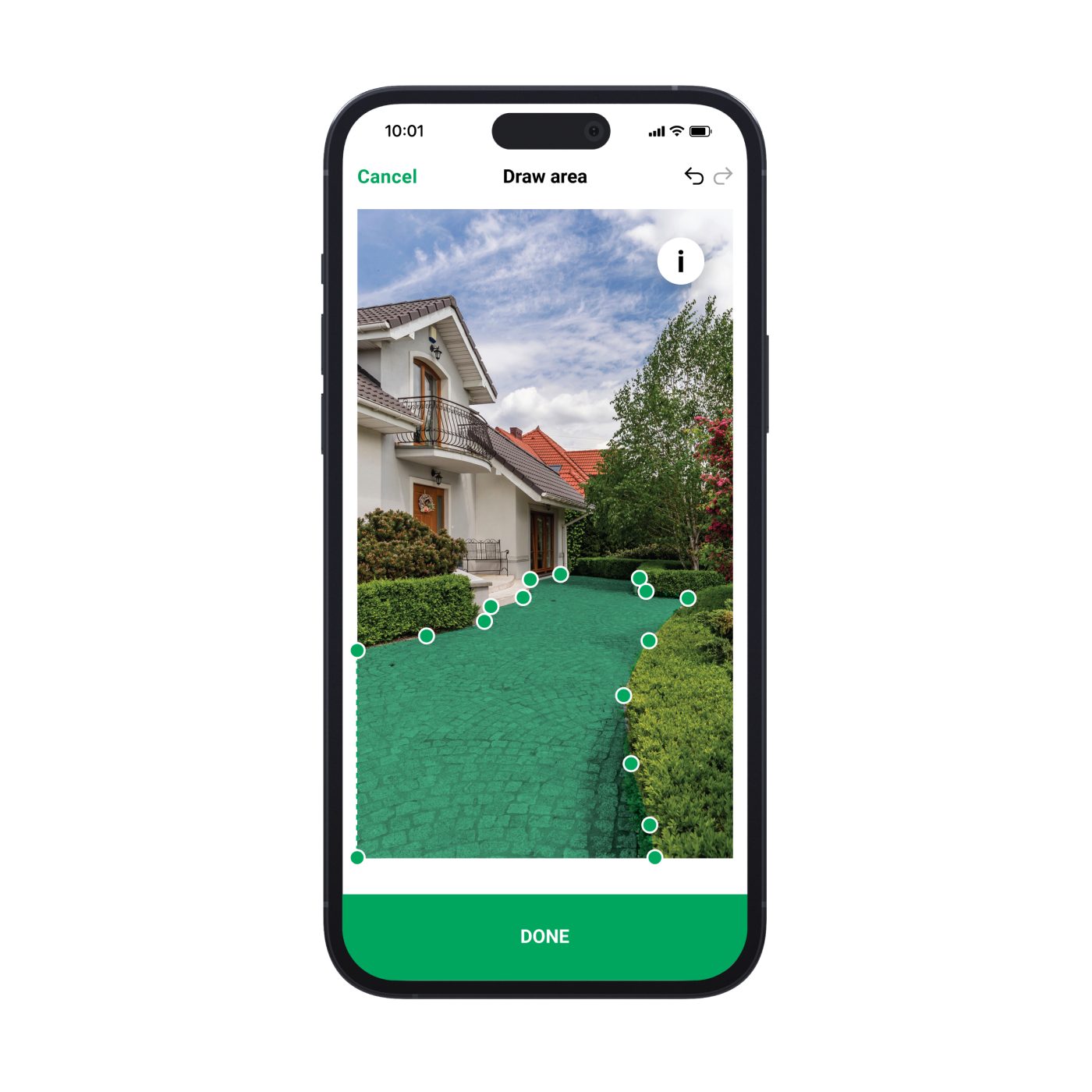 Učitavanje fotografije površine u GardenVisions aplikaciji za označavanje područja opločenja