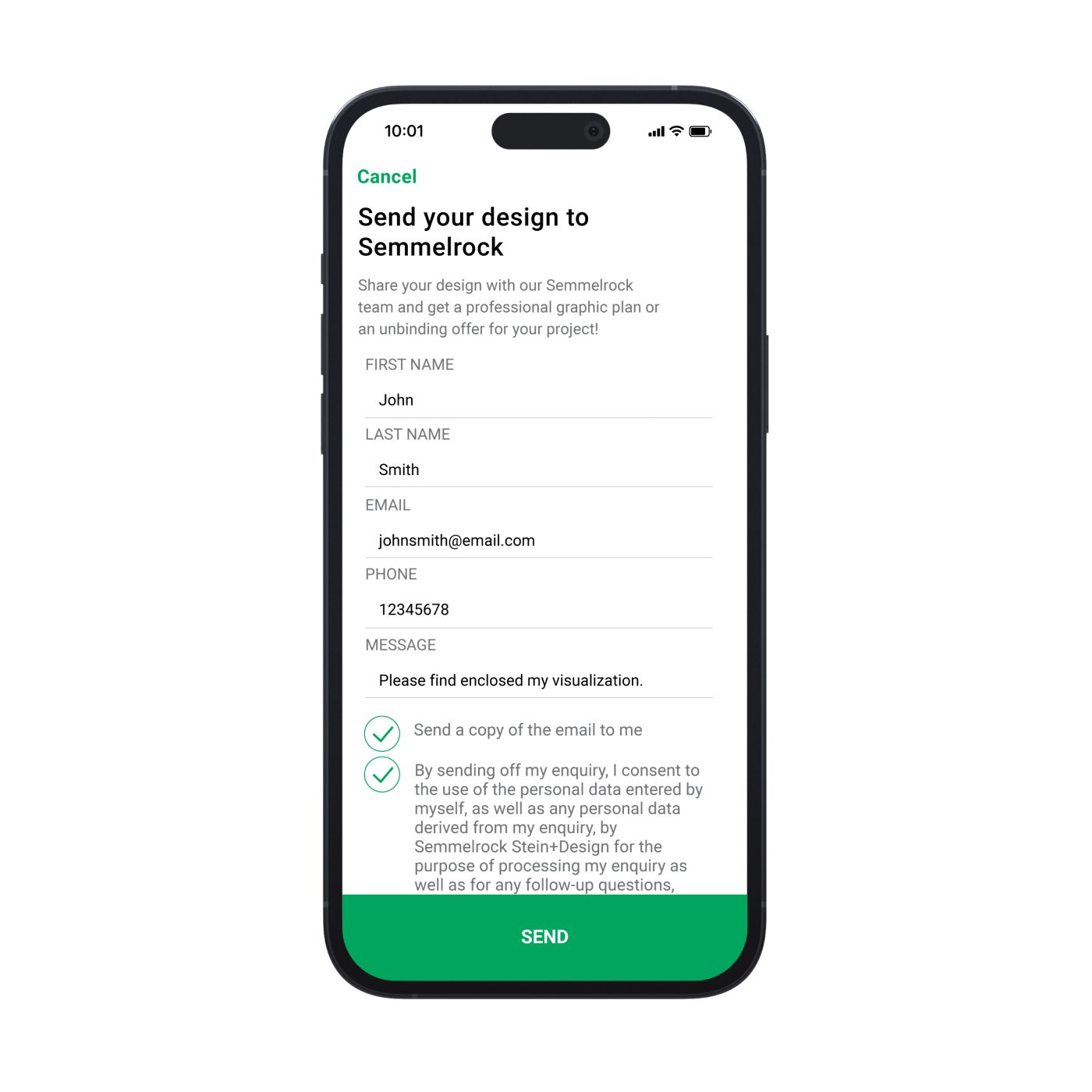 Slanje vizualizacije opločenja Semmelrocku jednim klikom putem GardenVisions aplikacije
