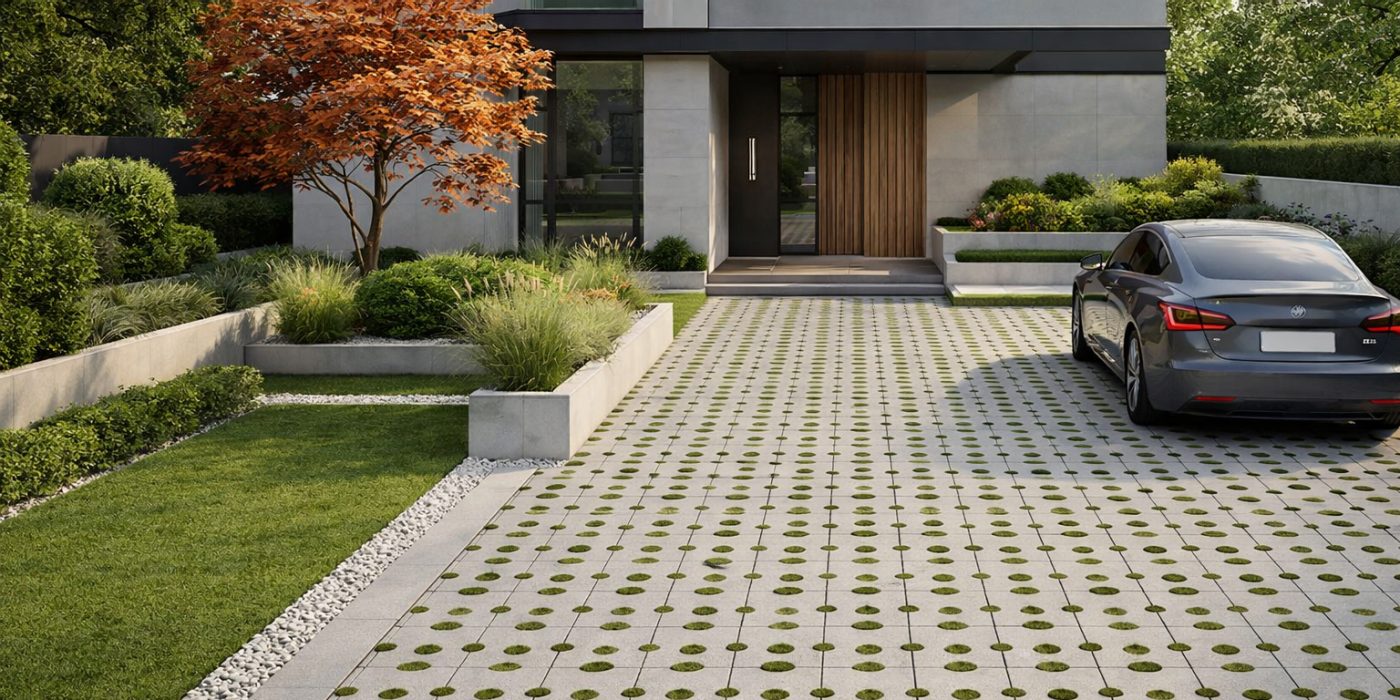 Prilaz moderne kuće popločan Circola opločnicima