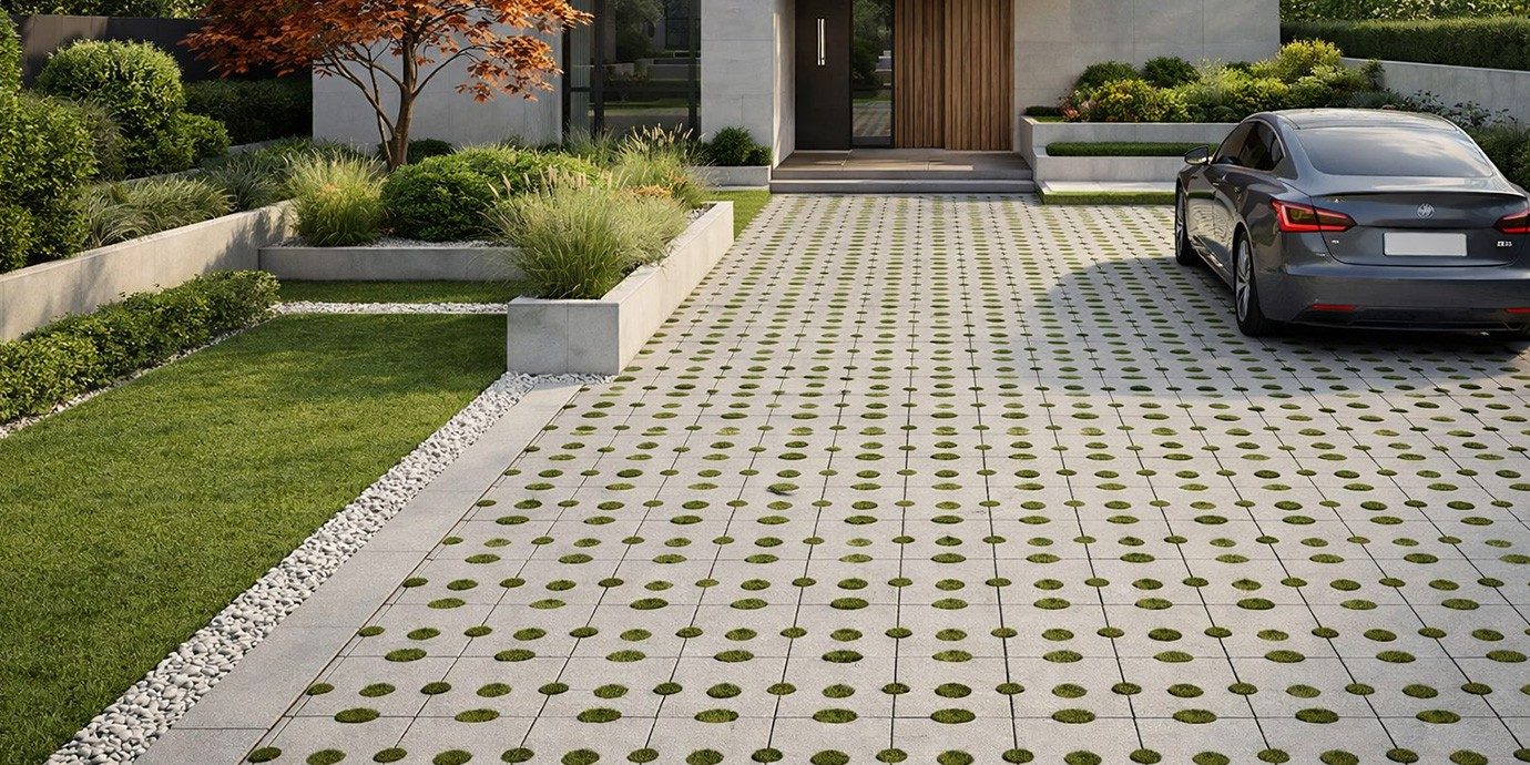 Semmelrock Circola siva na urbanoj površini - inovativni drenažni opločnik s kružnim šupljinama ispunjenim travom ili šljunkom