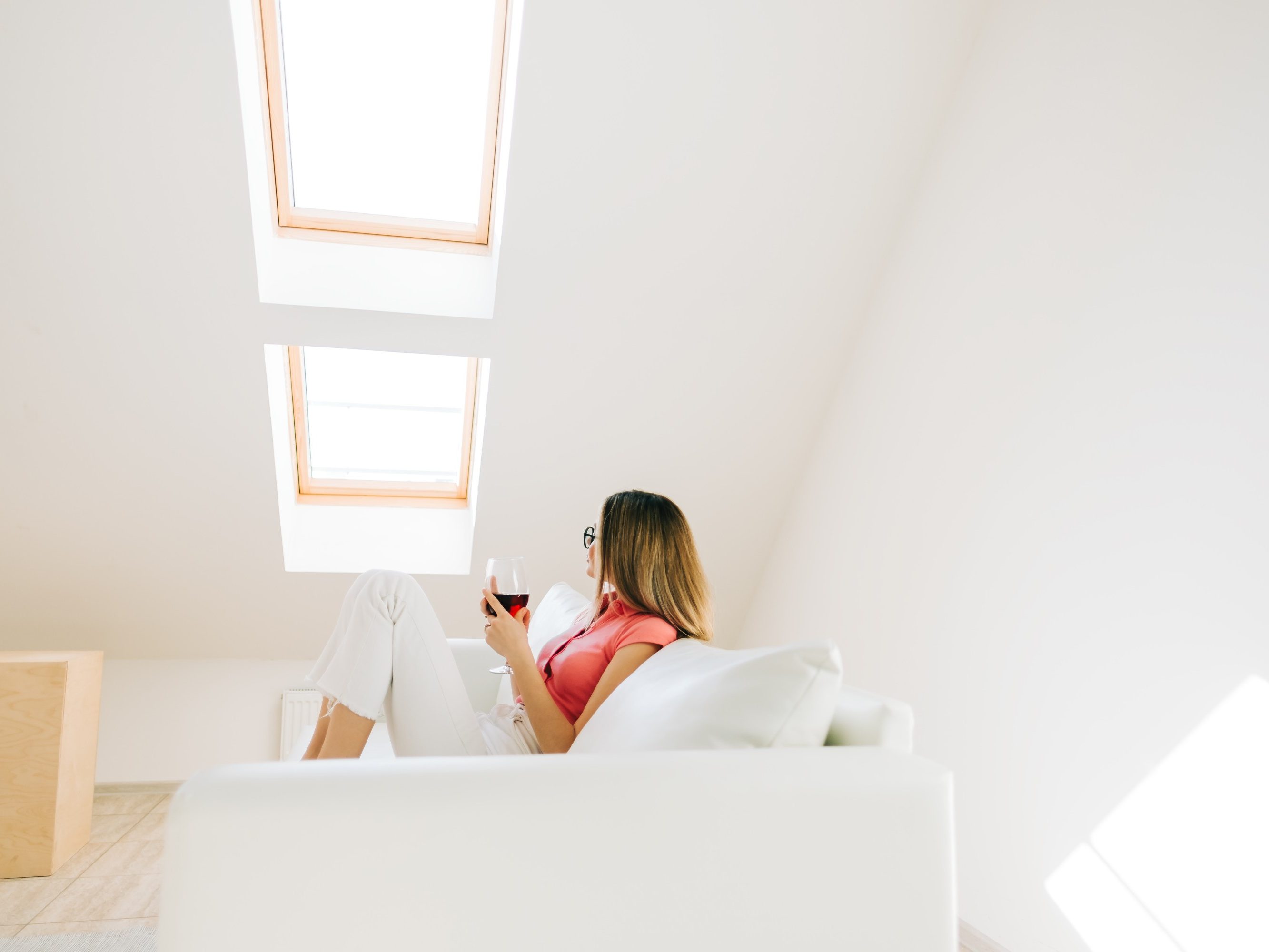 Dnevni boravak pun svjetlosti od krovnog prozora